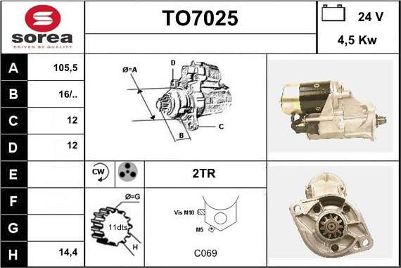 Sera TO7025 - Starteris autospares.lv