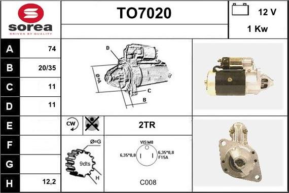 Sera TO7020 - Starteris autospares.lv