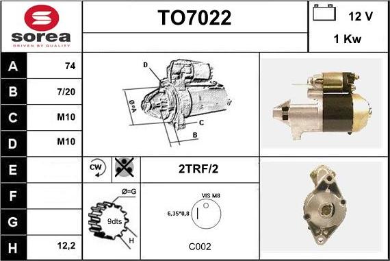 Sera TO7022 - Starteris www.autospares.lv