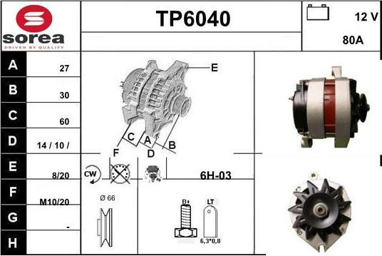 Sera TP6040 - Генератор www.autospares.lv