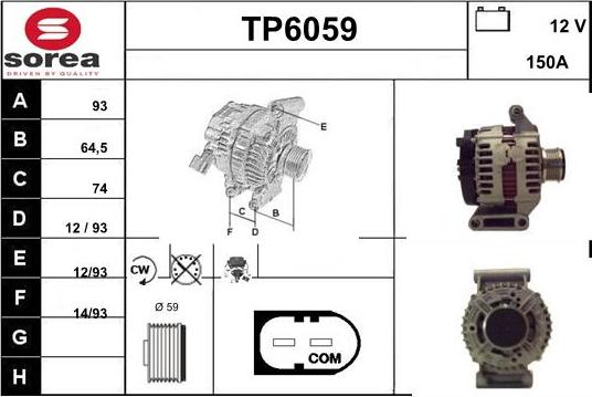 Sera TP6059 - Alternator www.autospares.lv