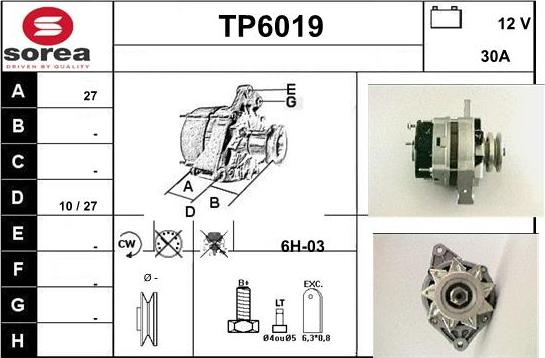 Sera TP6019 - Alternator www.autospares.lv