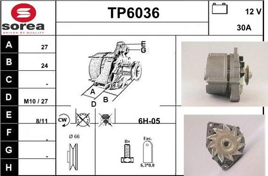 Sera TP6036 - Alternator www.autospares.lv