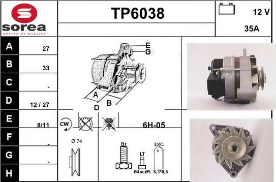 Sera TP6038 - Alternator www.autospares.lv