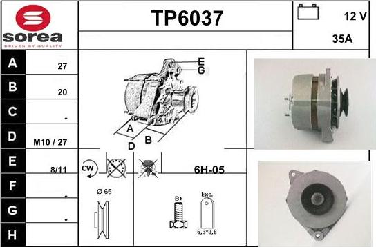 Sera TP6037 - Alternator www.autospares.lv