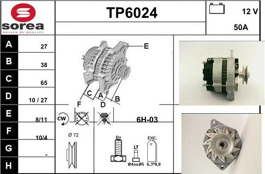 Sera TP6024 - Alternator www.autospares.lv