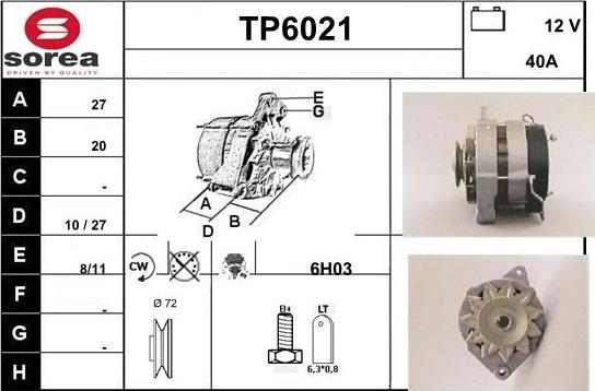 Sera TP6021 - Alternator www.autospares.lv