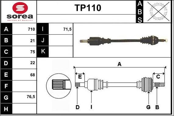 Sera TP110 - Piedziņas vārpsta www.autospares.lv