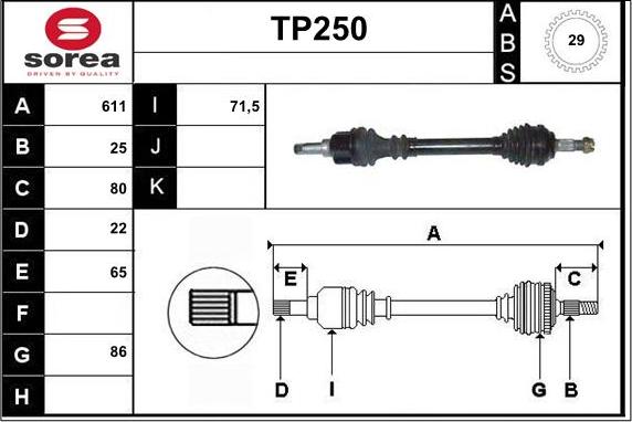 Sera TP250 - Piedziņas vārpsta www.autospares.lv