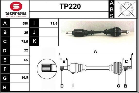 Sera TP220 - Piedziņas vārpsta www.autospares.lv