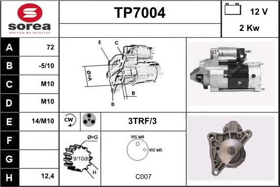 Sera TP7004 - Starteris www.autospares.lv