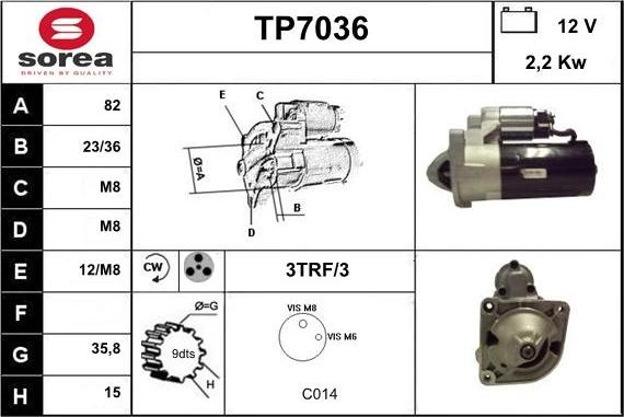 Sera TP7036 - Starteris autospares.lv