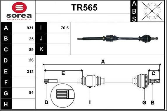 Sera TR565 - Piedziņas vārpsta autospares.lv