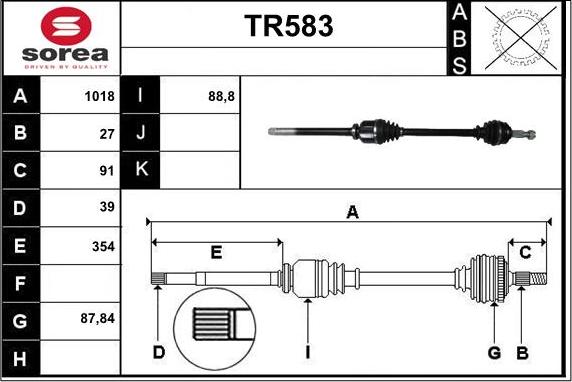 Sera TR583 - Piedziņas vārpsta autospares.lv