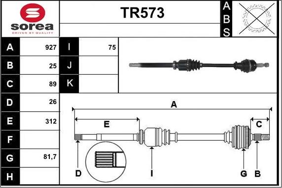 Sera TR573 - Piedziņas vārpsta autospares.lv