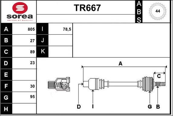 Sera TR667 - Piedziņas vārpsta www.autospares.lv