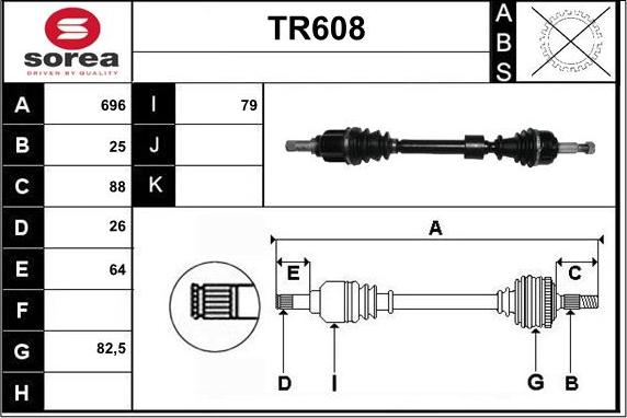 Sera TR608 - Piedziņas vārpsta autospares.lv