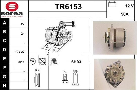 Sera TR6153 - Alternator www.autospares.lv