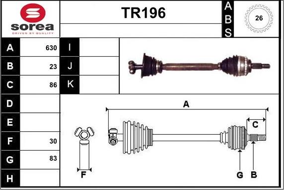 Sera TR196 - Piedziņas vārpsta autospares.lv