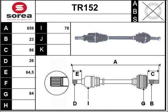 Sera TR152 - Piedziņas vārpsta autospares.lv