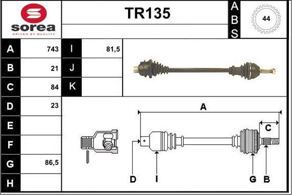 Sera TR135 - Piedziņas vārpsta autospares.lv