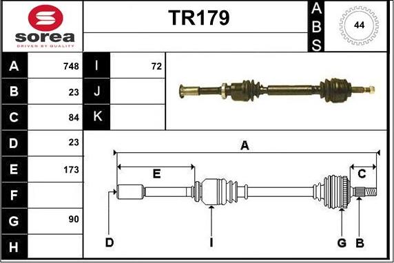 Sera TR179 - Piedziņas vārpsta autospares.lv