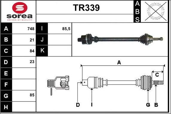 Sera TR339 - Piedziņas vārpsta autospares.lv