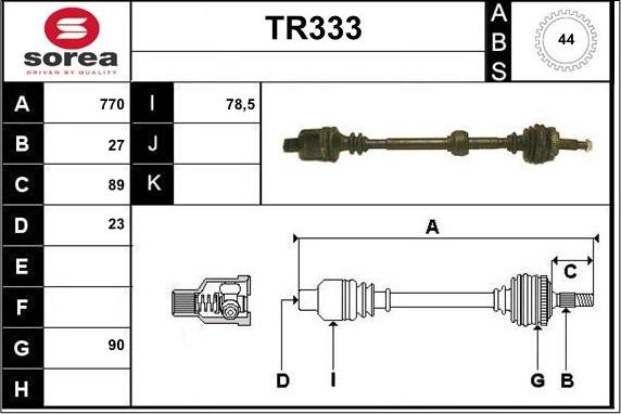 Sera TR333 - Piedziņas vārpsta www.autospares.lv