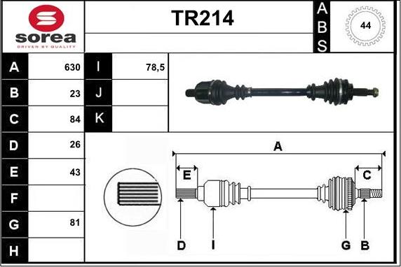 Sera TR214 - Piedziņas vārpsta autospares.lv