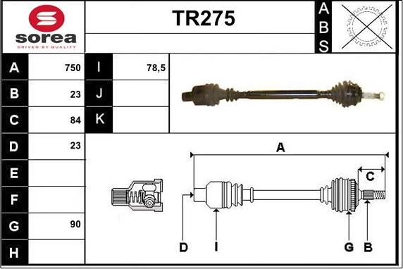 Sera TR275 - Piedziņas vārpsta autospares.lv