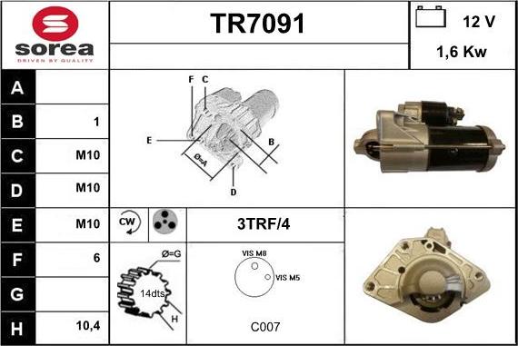 Sera TR7091 - Starteris autospares.lv