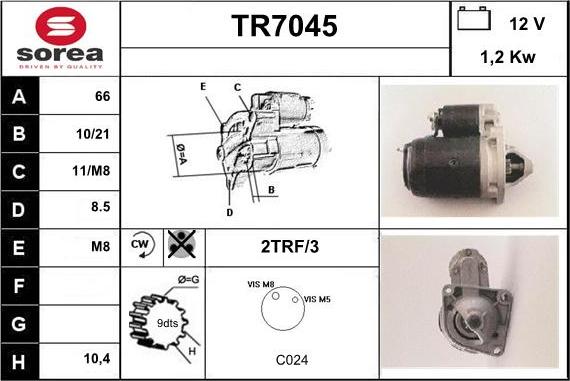 Sera TR7045 - Стартер www.autospares.lv