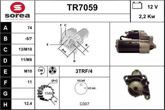 Sera TR7059 - Starteris autospares.lv