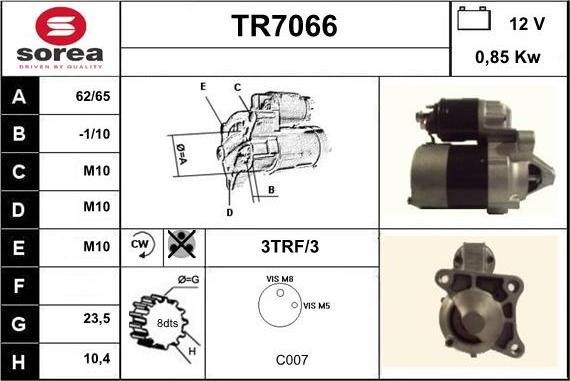 Sera TR7066 - Starteris www.autospares.lv