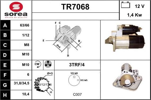 Sera TR7068 - Starteris autospares.lv