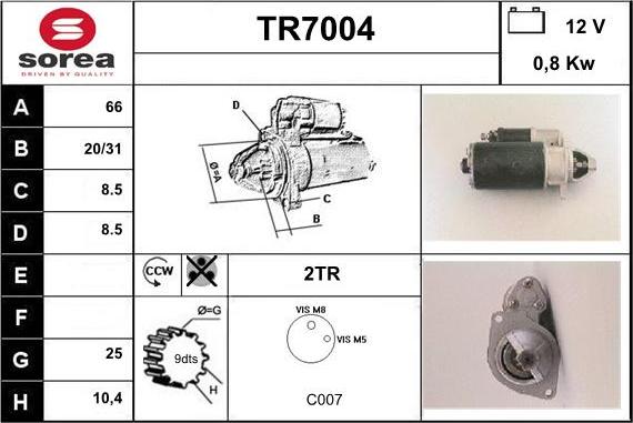 Sera TR7004 - Стартер www.autospares.lv