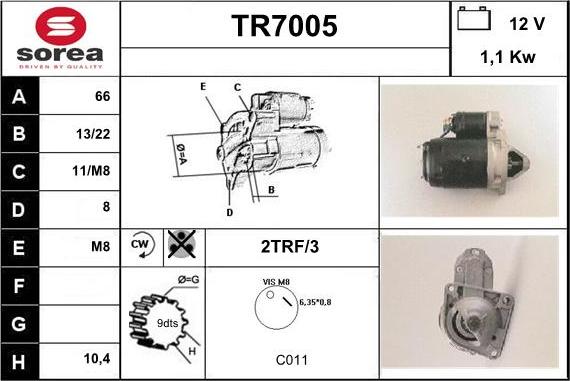 Sera TR7005 - Стартер www.autospares.lv