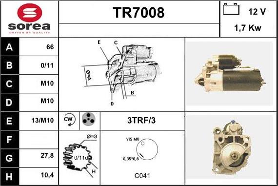 Sera TR7008 - Starteris www.autospares.lv