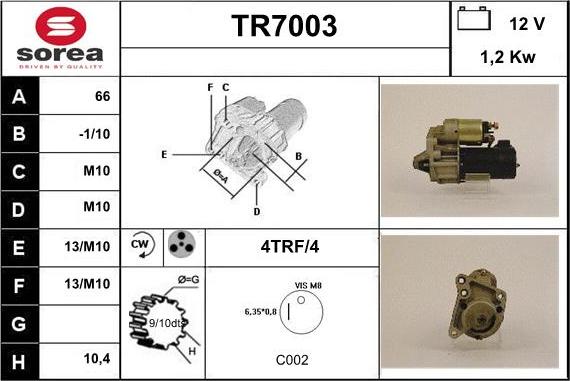 Sera TR7003 - Starteris autospares.lv