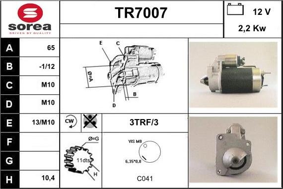 Sera TR7007 - Starteris autospares.lv