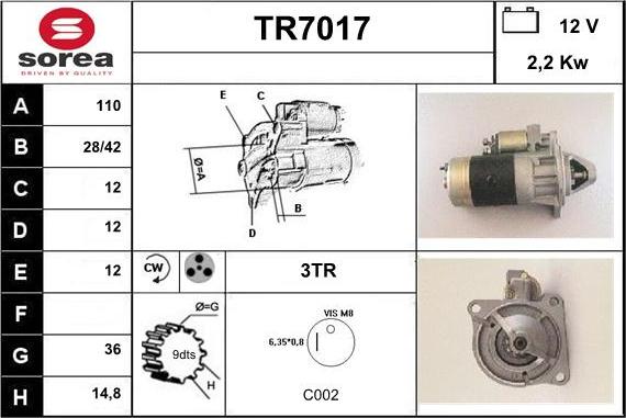 Sera TR7017 - Starteris autospares.lv