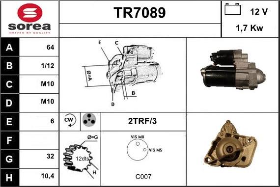 Sera TR7089 - Starteris www.autospares.lv