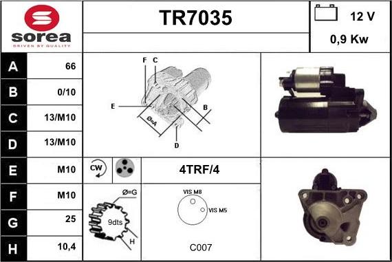 Sera TR7035 - Starteris www.autospares.lv