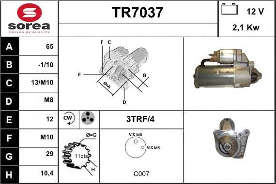 Sera TR7037 - Starteris www.autospares.lv