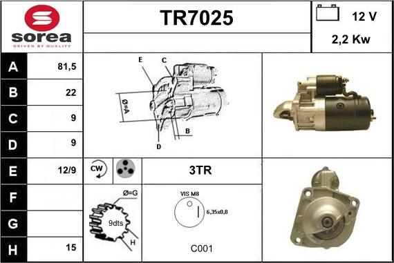 Sera TR7025 - Стартер www.autospares.lv