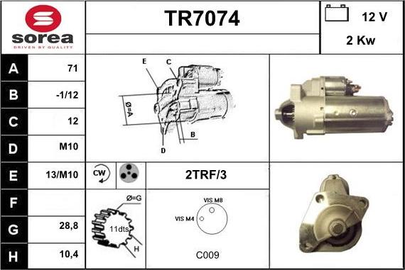 Sera TR7074 - Стартер www.autospares.lv