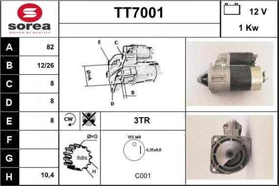 Sera TT7001 - Starteris autospares.lv