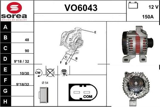 Sera VO6043 - Alternator www.autospares.lv