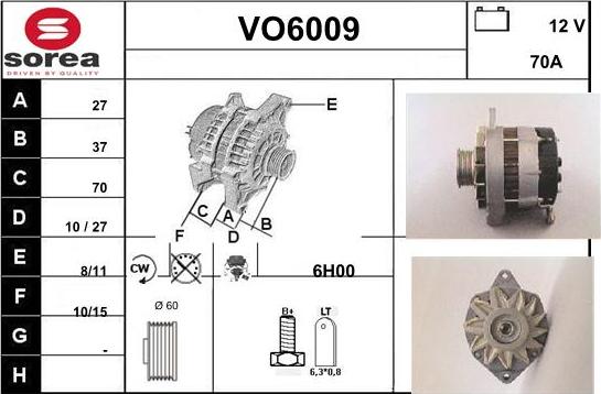 Sera VO6009 - Alternator www.autospares.lv