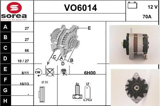 Sera VO6014 - Alternator www.autospares.lv